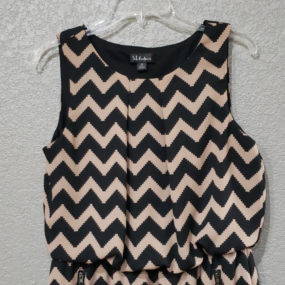 SL fashions black brown print sheath dress size 12 - Picture 5 of 8